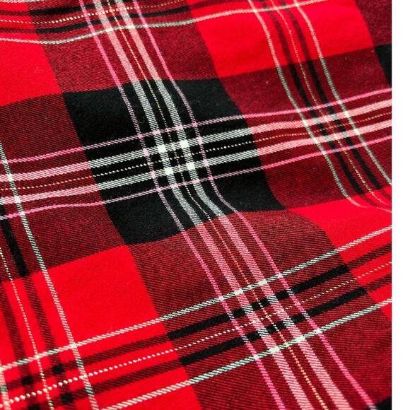 NWOT VICTORIA'S SECRET Red Black Shimmer Plaid Flannel Pajama Set Size Large - Picture 5 of 6